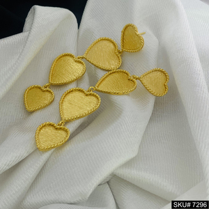 <b>Heart</b> Shape 18K New Vermeil <b>Gold</b> Plated Designer Drop <b>Earrings</b> Geometric Dangle Brass Jewelry Trendy Vintage Engagement Style - Product Image 2