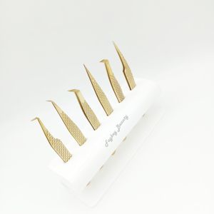 Venta al por mayor Pinzas de extensión de pestañas Pinzas de pestañas de Punta dorada con logotipo privado con pinzas de pestañas de alta calidad - Product Image 5