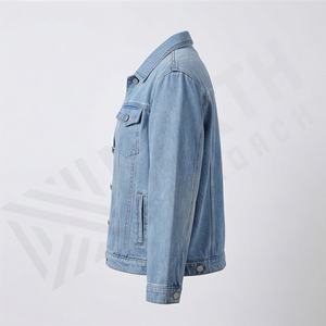 Classic Customized Color Cotton Raw Woman Denim <b>Jacket</b> Breathable Adjustable Waist Tab Button Design <b>Smart</b> <b>Casual</b> Fashion - Product Image 3