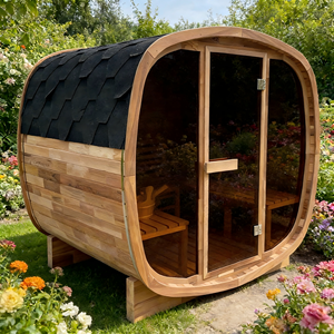 ห้องซาวน่าทรงสี่เหลี่ยมพร้อมเครื่องทำความร้อน 6 กิโลวัตต์ โครงสร้างไม้ซีดาร์แดง มีม้านั่งตรงข้ามและประตูกระจกนิรภัย - Product Image 2