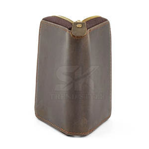 Portefeuille en cuir personnalisé avec logo, design multi-cartes plié, fermeture éclair intégrale, haute qualité, personnalisable - Product Image 4