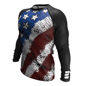 2023 hommes de haute qualité à manches courtes MMA Rash Guard Logo personnalisé impression par sublimation longue longueur Compression Gym Gear - Product Image 3
