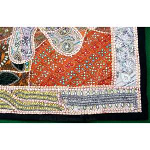 Indian Beautiful <b>Elephant</b> Wall Hanging Embroidered Tapestry Orange Bohemian Mandala Bohemian Fabric for Outdoor Wall <b>Decor</b> - Product Image 4