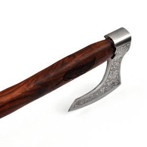 Hacha vikinga hecha a mano 2025 con cabeza de hacha de acero al carbono y mango de madera, hacha de venta completa personalizada con Funda de cuero, gran oferta - Product Image 4