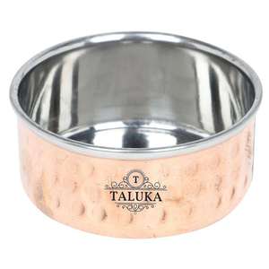 Service de table de haute qualité en acier inoxydable cuivré, comprenant un plateau Thali, un verre, une cuillère, 3 bols, un bol à dessert, service de table moderne - Product Image 6