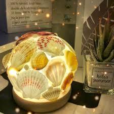 Lámpara de mesa de bola de estrella de mar de concha Natural hecha a mano, luz nocturna de concha, regalo único para decoración del hogar, iluminación decorativa de playa costera - Product Image 3