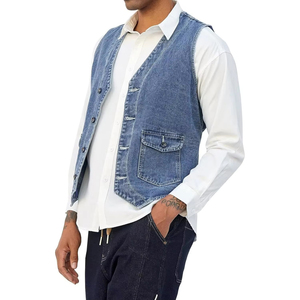 Nuevo Chaleco Vaquero de Algodón Transpirable de Moda para Hombre, Otoño Invierno, Uso en Exteriores, Bolsillos, Estilo Urbano, Servicio OEM - Product Image 5