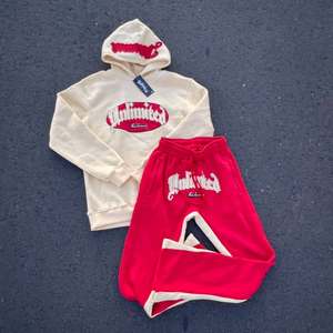 Personalizado de algodón Joggers 2 piezas Puff impresión de la pantalla de seda de gran tamaño de cara completa acampanado pantalón chándal con capucha conjunto de los hombres - Product Image 2