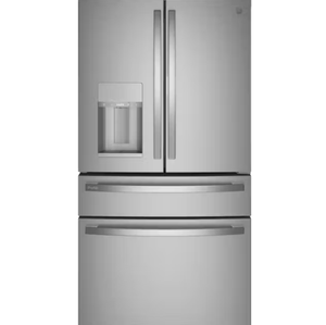 GEProfile 27.9 Cu. Pies Refrigerador Inteligente de Acero Inoxidable con 4 Puertas Francesas, Eléctrico y Portátil para Uso en Autocaravanas, Hogares y Hoteles - Product Image 1