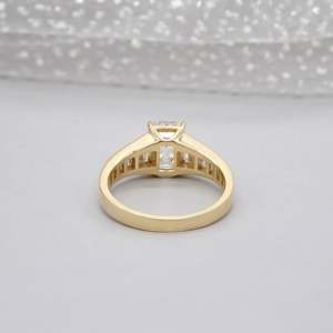 Emerald Cut Lab Grown <b>Diamond</b> <b>Ring</b> with Baguette Side Stones-IGI Certified - Product Image 2