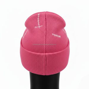 หมวกบีนนี่ถักแบบหนาทำจากอะคริลิคสำหรับผู้ชายหมวกผ้ากำมะหยี่ปักลายโลโก้ผ้าแจ็คการ์ด - Product Image 2