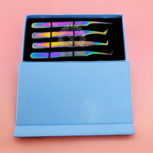 Wholesale Fiber Tip Eyelash Tweezers Print Logo Mega Boot Volume Straight Isolation Tweezers Professional Extension <b>Tool</b> - Product Image 1