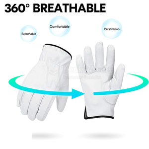 Gants de travail personnalisés OEM en cuir véritable de haute qualité, flexibles, avec motif personnalisé et poignet élastique - Product Image 5