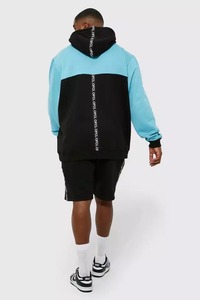 Ensemble short de survêtement à fermeture éclair complète pour hommes avec logo personnalisé OEM & ODM Sweat à capuche et chemises d'été Vêtements pulsés - Product Image 3