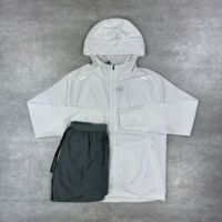 Ensemble jogging homme personnalisé, veste courte à capuche et short, 2 pièces, coupe-vent en nylon, streetwear léger