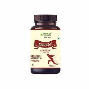 Bhumija Lifesciences Korean Ginseng 400mg/Serve 60 <b>Veg</b> Capsules Food Grade Wild Cultivated for Vitality Performance Bottle - Product Image 1