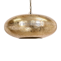Lustre à chaîne de style marocain gravure Design métal fer plaqué or 18X18X50 pouces intérieur maison café éclairage décoratif