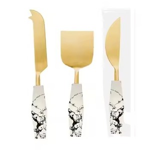 Ensemble de couverts élégants en acier inoxydable au design moderne, 3 couteaux à fromage, cadeaux d'affaires, ustensiles de cuisine - Product Image 2