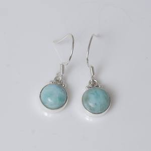 Pendientes de gota religiosos bohemios de Plata de Ley 925 de alta calidad, joyería de piedras preciosas Larimar para niñas, suministro a granel, moda elegante - Product Image 4