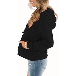 Sweats à capuche durables pour femmes avec coutures cousues solides, doublure brossée, tissu en coton, poignets côtelés et surdimensionnés modernes - Product Image 2