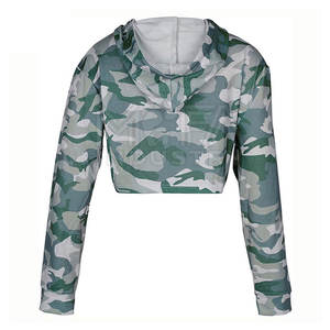 Sudadera con capucha corta transpirable deportiva para mujer, ropa de invierno cómoda para todos los días con impresión de logotipo frontal personalizado, ropa de calle antiarrugas - Product Image 2