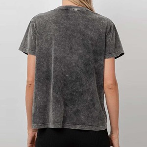 Camiseta de lavado ácido \ Fabricación Vintage acolchado ligero manga corta Camiseta lavado ácido mujer transpirable - Product Image 6