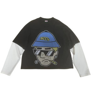 Camiseta térmica de manga larga de doble capa de algodón con gofres de microfibra pesada para hombre, ropa informal de felpa francesa sólida, serigrafía DTG - Product Image 5