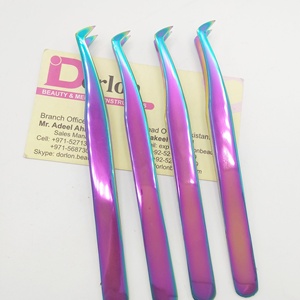 <b>Top</b> Quality Multi Color Eyelash Tweezers Stainless Steel Private Logo LasH Tweezers Customize Volume Eyelash Extension Tweezers - Product Image 1
