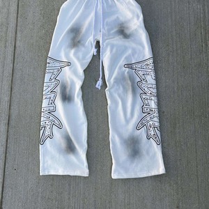 กางเกงวอร์มผู้ชายทรงหลวมพิมพ์ลายสกรีนสไตล์วินเทจผ้าวับแดดประดับพลอยเทียมสำหรับตกแต่งตามสั่งจากโรงงาน - Product Image 4