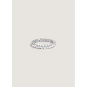 Anillo de boda Petite Marquise Eternity en oro blanco con corte Asscher Radiant Emerald Marquise, joyería de platino. - Product Image 1