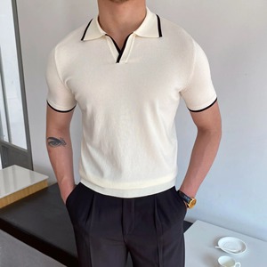 T-shirt polo élégant à design personnalisé Chemises polo d'été 100% coton de qualité supérieure Chemises polo 2025 à col montant pour hommes - Product Image 4