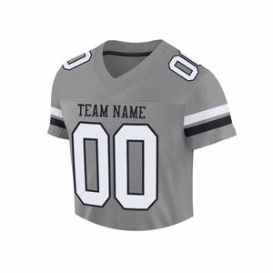เสื้อฟุตบอลผู้ชายคอวีระบายอากาศสีเทาเสื้อออกกำลังกายทีมอเมริกันฟุตบอลไซส์ใหญ่ - Product Image 3