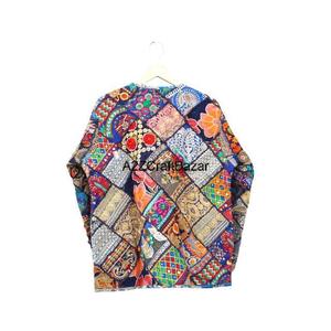 Veste en coton à manches longues à col en V, à fleurs, matelassée, à séchage rapide, vintage, faite à la main, style Banjara, pour femmes et filles, manteau d'automne - Product Image 3