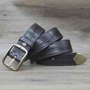 Thick Double-sided <b>Belt</b> Luxury Tactical Jeans <b>Belt</b> <b>Genuine</b> <b>Leather</b> <b>Belt</b> for Men's Pure Copper Custom <b>leather</b> <b>belt</b> Handcrafted - Product Image 1