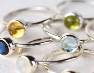 Anillo de piedras preciosas de mezcla Natural de plata de ley hecha a mano, ajuste de bisel de forma redonda de 10X12mm para conjunto de joyería de moda y regalo de aniversario - Product Image 1