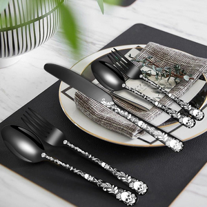 Juego de cubiertos de acero con espejo con diseño Floral y de esqueleto, mango de pintura, estilo Halloween, cubiertos, cuchara, tenedor, cuchillo, vajilla - Product Image 5