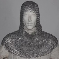 Coif de chaîne médiévale authentique en acier doux de qualité supérieure, riveté à plat, protection de la tête et du cou, armure pour adulte, prêt à porter