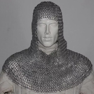 Auténtico Medieval de primera calidad Full Coif Chainmail Hood Acero suave Cosplay Recreación Precios al por mayor para regalos y uso - Product Image 1