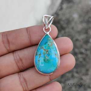 Collar de Plata de Ley 925 con Colgante de Turquesa Kingman, Joyería de Turquesa Azul Kingman Genuina, Certificado IGI, Lujo Tibetano - Product Image 5