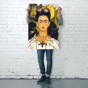 Modern Style Frida Kahlo Portrait <b>Poster</b> Paper Design for Wall Decor with Necklace - Product Image 4