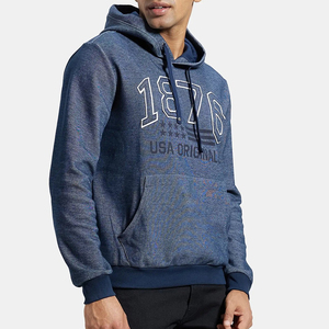 Sudadera con Capucha Unisex Azul Marino, Estampado 1876, Bolsillo Frontal, Informal, Transpirable, de Algodón French Terry, Corte Holgado, para Invierno - Product Image 4