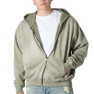 Sudaderas con cremallera térmica de gran tamaño personalizables de alta calidad para hombre, sudaderas con capucha de algodón negro básicas para el invierno - Product Image 4