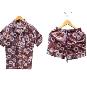 Femmes Shorts Pyjama Sets Home Wear 100% Coton Hand Block Imprimé Vêtements de nuit Floral Print Shorts Sets - Product Image 1