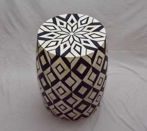 Prix direct usine Tabouret incrustation d'os bon marché Tabouret incrustation d'os noir blanc Tabouret top prix Table basse en bois de résine - Product Image 6