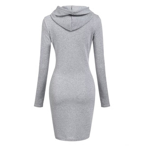 เสื้อกันหนาวมีฮู้ดสำหรับสตรีผ้าคอตตอนสีเทา - Product Image 2