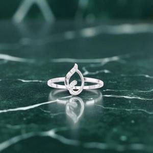 Bague fantaisie abstraite en argent taille ronde Moissanite E-F/VVS-VS de 0.03 carats avec ensemble de broches de diamant pour femme - Product Image 5