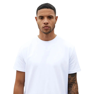 Ensemble t-shirt blanc et jogging noir pour homme, haut à manches courtes en coton et pantalon slim en polaire, tenue streetwear - Product Image 2