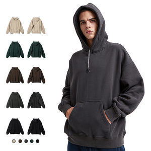 400 grammes de sweats à capuche en molleton de coton lourd avec logo personnalisé Streetwear épaules tombantes sans ficelles pulls à capuche surdimensionnés - Product Image 1