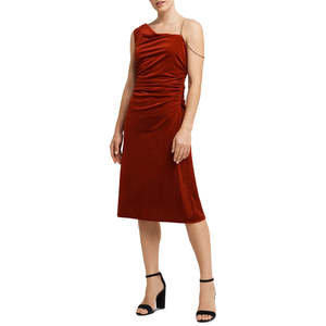 Abito tubino monospalla da donna Halston con dettaglio catena, rosso, taglia piccola - Product Image 1