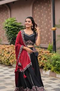 ใหม่เทศกาล navratri lehengha choli จากฤดูกาลนี้พิเศษสำหรับผู้หญิงและเด็กหญิง6 MTR - Product Image 3